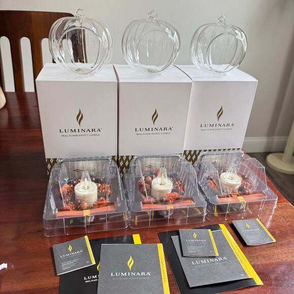 Luminara Candle Fall Berry Ornament Real Flame-Effect Lot of 3 New In Boxes - Picture 1 of 5